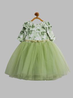 Toy Balloon Kids - Green Printed Knee Length Kids Girls Dress
