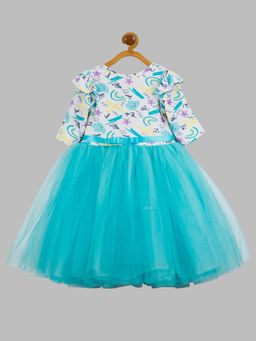 Toy Balloon Kids - Blue Printed Knee Length Kids Girls Dress