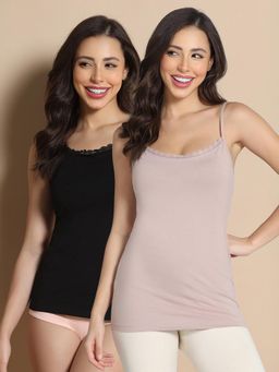 Zivame - Knit Cotton Camisoles - Multi-Color (Pack of 2)