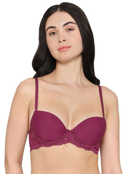 Wacoal - Balcony and Beyond Padded Wired Half Cup Smooth Finish Fashion Bra -Wine