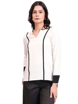 Powersutra - White Crepe Top with Round Neck