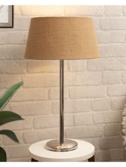 Homesake - Chrome 16" Metal Table Lamp Jute Shade
