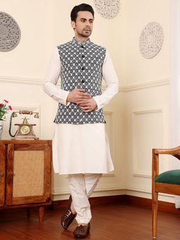 MULTI SHADES - Viscose Multi-Color Embroidered Nehru Jacket
