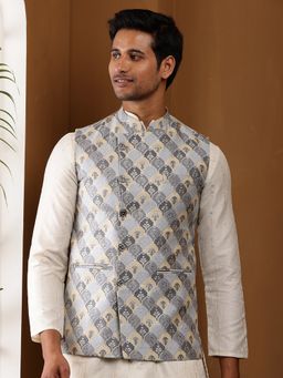 MULTI SHADES - Viscose Embroidered Multi-Color Nehru Jacket