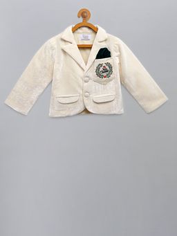 The Little Tales - White Solid Blazer