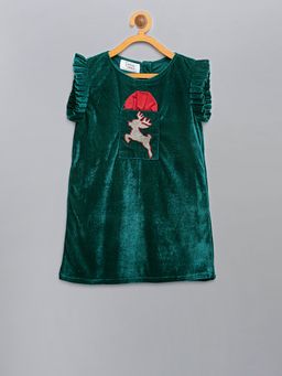 The Little Tales - Green Embroidered Dress