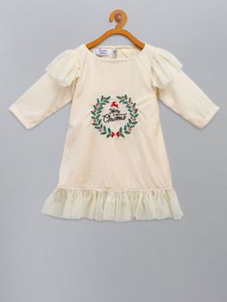 The Little Tales - Off White Embroidered Dress