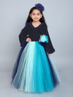 Pink Chick - Navy Blue Colorblock Gown