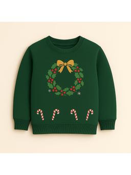 ZIP ZAP ZOOP - Green Christmas Full Sleeve Sweatshirt With Candies Print