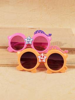 DukieKooky - Multi-Color UV Protected Round Sunglasses (Dksg645A_Dksg645C) (Pack Of 2) (3-12 Years)