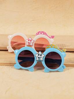 DukieKooky - Multi-Color UV Protected Round Sunglasses (Dksg645B_Dksg645D) (Pack Of 2) (3-12 Years)