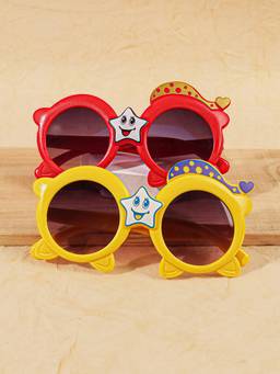 DukieKooky - Multi-Color UV Protected Round Sunglasses (Dksg645E_Dksg645F) (Pack Of 2) (3-12 Years)