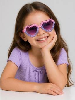 DukieKooky - Black UV Protected Heart Shape Sunglasses (Dksg657C) (3-12 Years)