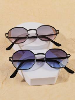 DukieKooky - Multi-Color UV Protected Square Sunglasses (Dksg724K_Dksg724F) (Pack Of 2) (3-12 Years)