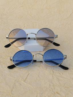 DukieKooky - Multi-Color UV Protected Round Sunglasses (Dksg725I_Dksg725J) (Pack Of 2) (3-12 Years)