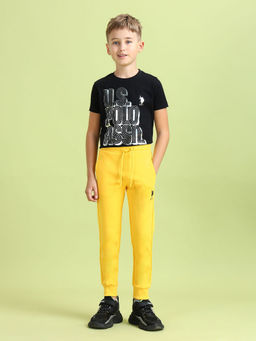 U.S. POLO ASSN. - Yellow Solid/Plain Boys Regular Fit Joggers