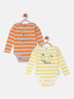 mackly - Orange & Yellow Newborn Boys Bodysuits (Pack of 2)