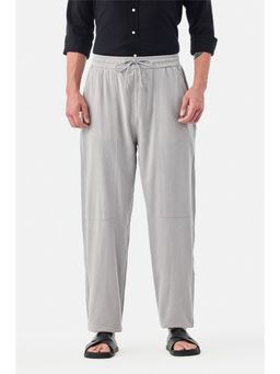 Snitch - Grey Textured Relaxed Casual Trouser