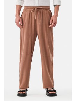Snitch - Brown Textured Relaxed Casual Trouser