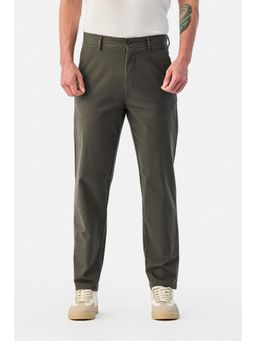 Snitch - Olive Solid Slim Casual Trouser