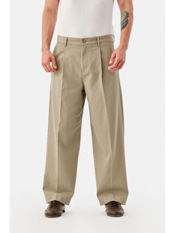 Snitch - Khaki Plain Relaxed Casual Trouser