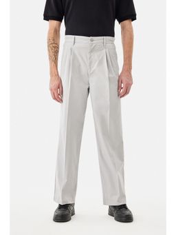 Snitch - Light Grey Plain Loose Casual Trouser