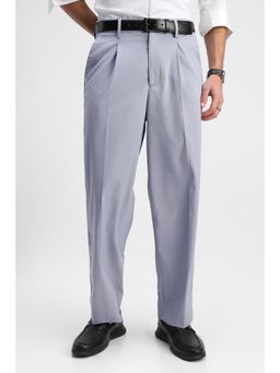 Snitch - Light Grey Plain Relaxed Formal Trouser
