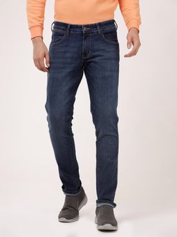 Wrangler - Men Navy Blue Skanders Slim Fit Jeans