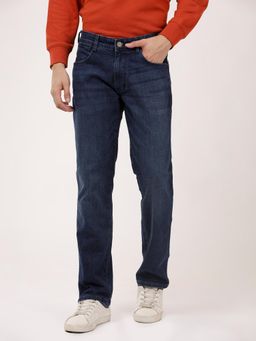 Wrangler - Men Navy Blue Millard Straight Fit Mid Rise Jeans
