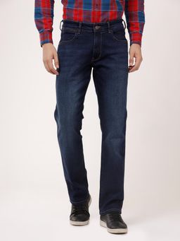 Wrangler - Men Navy Blue Millard Straight Fit Mid Rise Jeans