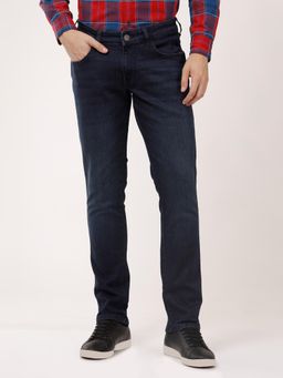 Wrangler - Men Navy Blue Skanders Slim Fit Jeans
