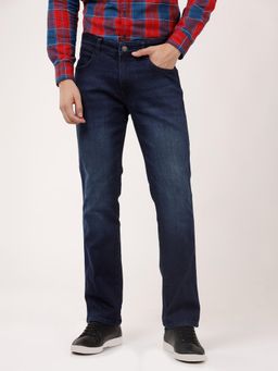 Wrangler - Men Navy Blue Millard Straight Fit Mid Rise Jeans