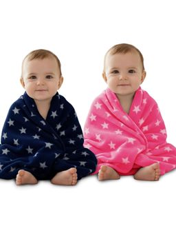 OYO BABY - Multi-Color Fleece Ultra Cozy Lightweight Star Print Baby Blankets (Pack Of 2) (2 Years)