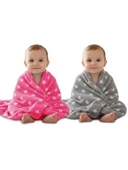OYO BABY - Multi-Color Fleece Ultra Cozy Lightweight Star Print Baby Blankets (Pack Of 2) (2 Years)