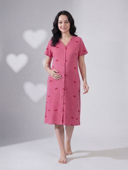 Secret Wish - Pink Heart Hosiery Zipless Maternity Dress