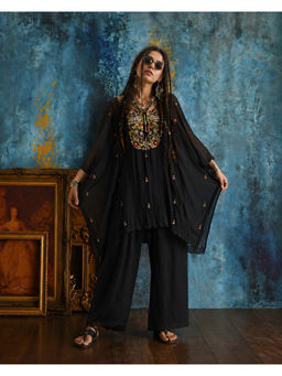 FREO - Rebel Rani Black Embroidered Kaftan Kurta With Pant
