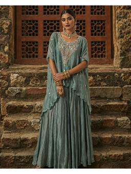 FREO - Teal The Drama Embroidered Top With Skirt
