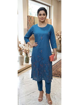 Meeranshi - Teal Pure Cotton Kurta With Pant