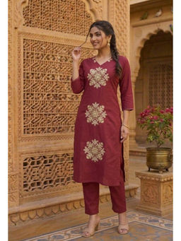 Meeranshi - Maroon Pure Cotton Kurta With Pant