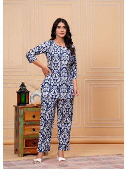 Meera Fab - Women Ethnic Motifs Printed Cotton Blue Co-Ord Set