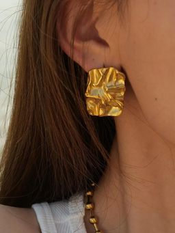 Peachy Accessories - Exquisite Abstract Textured Earrings - 18K Gold Plated