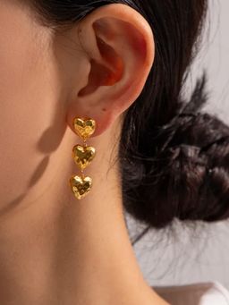 Peachy Accessories - Classic Textured Heart Earring - 18K Gold Plated