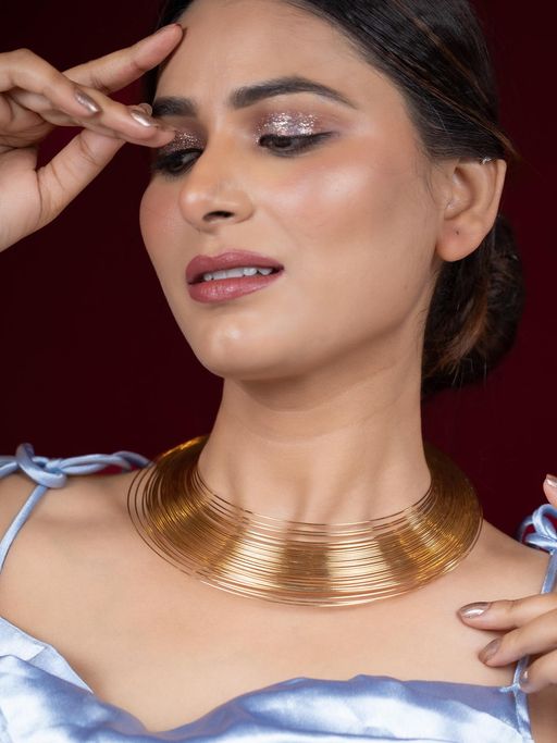Niscka Elegant Gold-Plated Fashion Choker Necklace