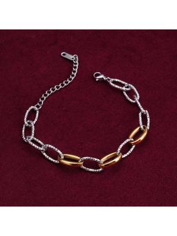 Palmonas - Unique Oval Link Dual Tone Bracelet for Womens