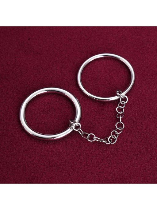 Palmonas Silver Two Finger Chain Ring for Womens