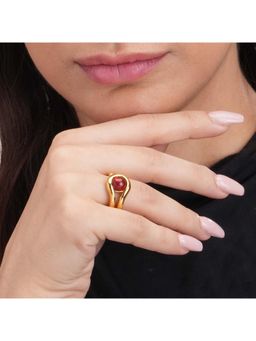 Palmonas - Sleek Statement Red Gold Ring for Womens (6)