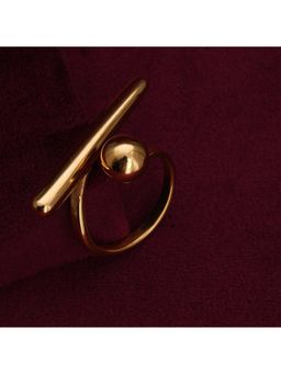 Palmonas - Golden Bar and Ball Adjustable Gold Ring for Womens (6)