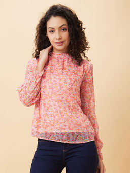 Globus - Women Multi Floral Printed High Neck Casual Top