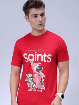 The Indian Garage Co - Men Red Regular Fit Crew Neck T-Shirt