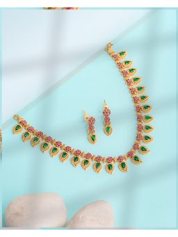 Vosgi - Heritage Emerald And Gold Pave Green Jewellery Set